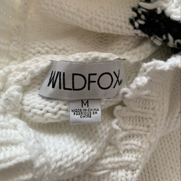 Wildfox palmetto sweater white with black hearts distressed knit sz medium - Picture 11 of 13